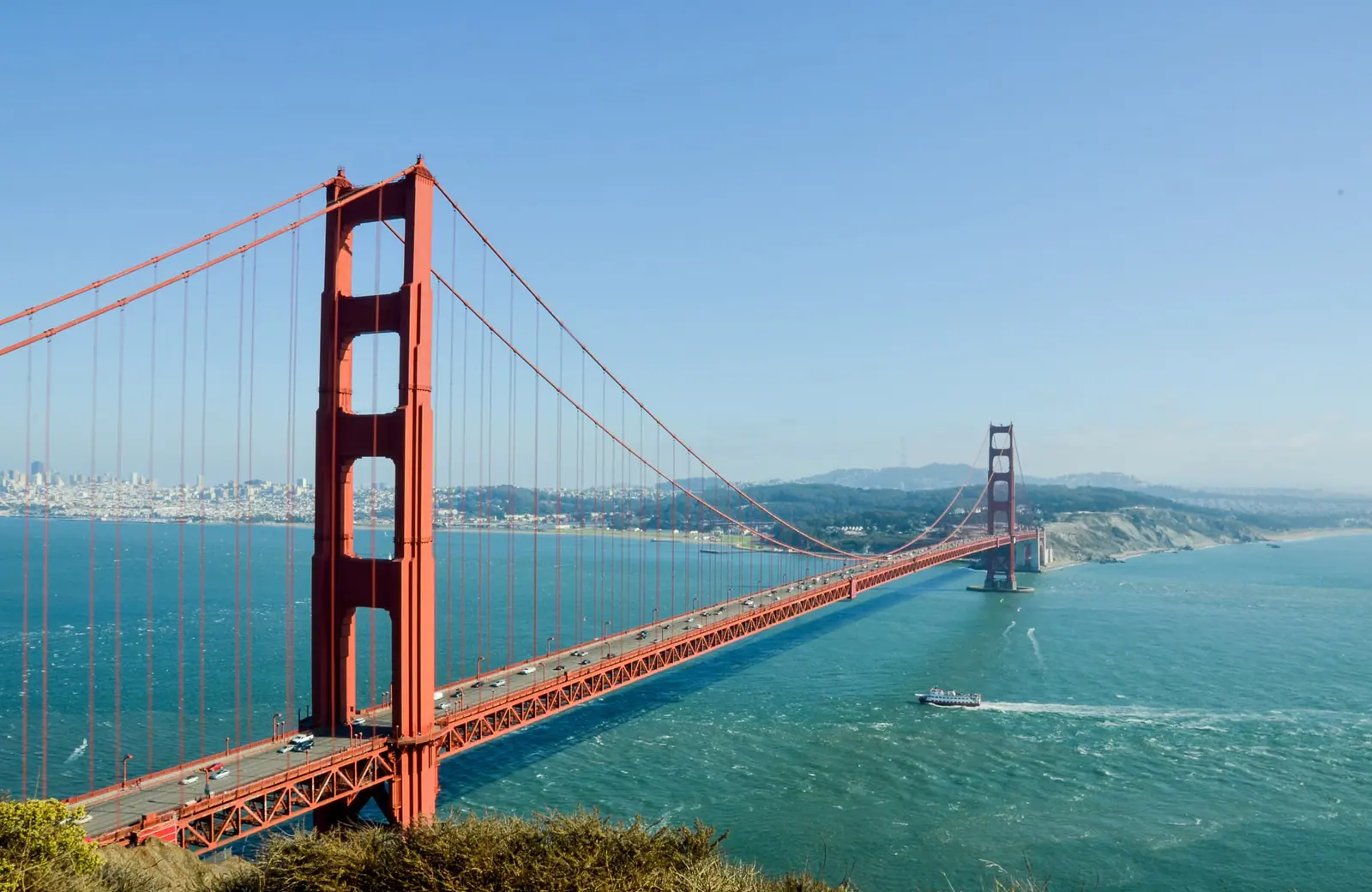 The Golden Gate Bridge and San Francisco Bay.